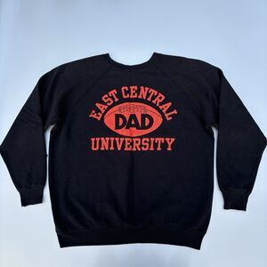 Vintage Velva Sheen Sweatshirt East Central University Dad Pullover Black XL USA